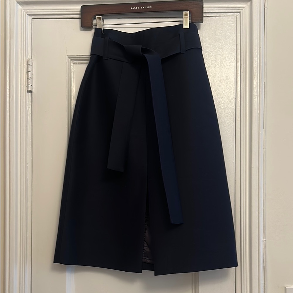 J. Crew Navy Midi Skirt with Belt